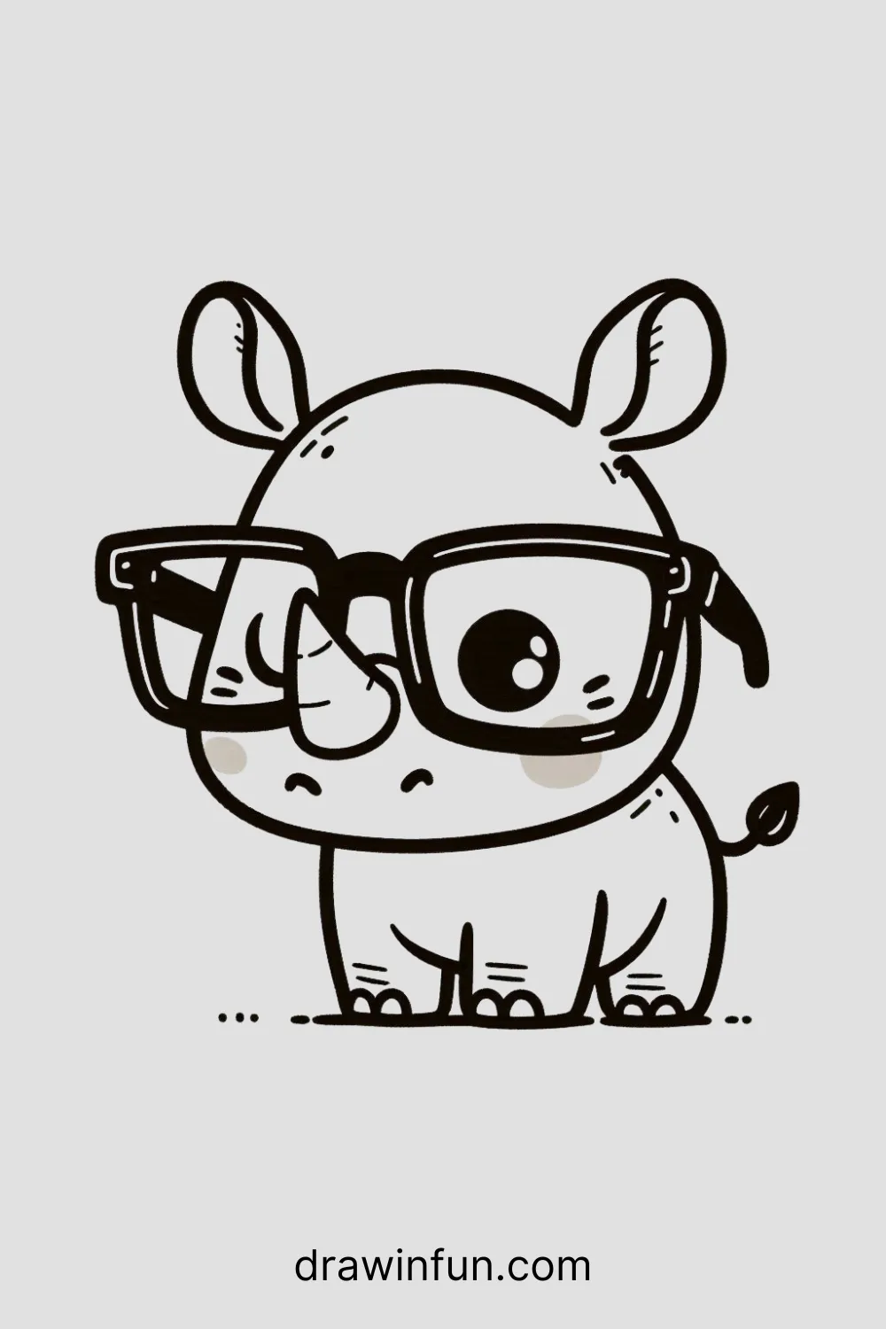 A rhinoceros wearing glasses easy drawing