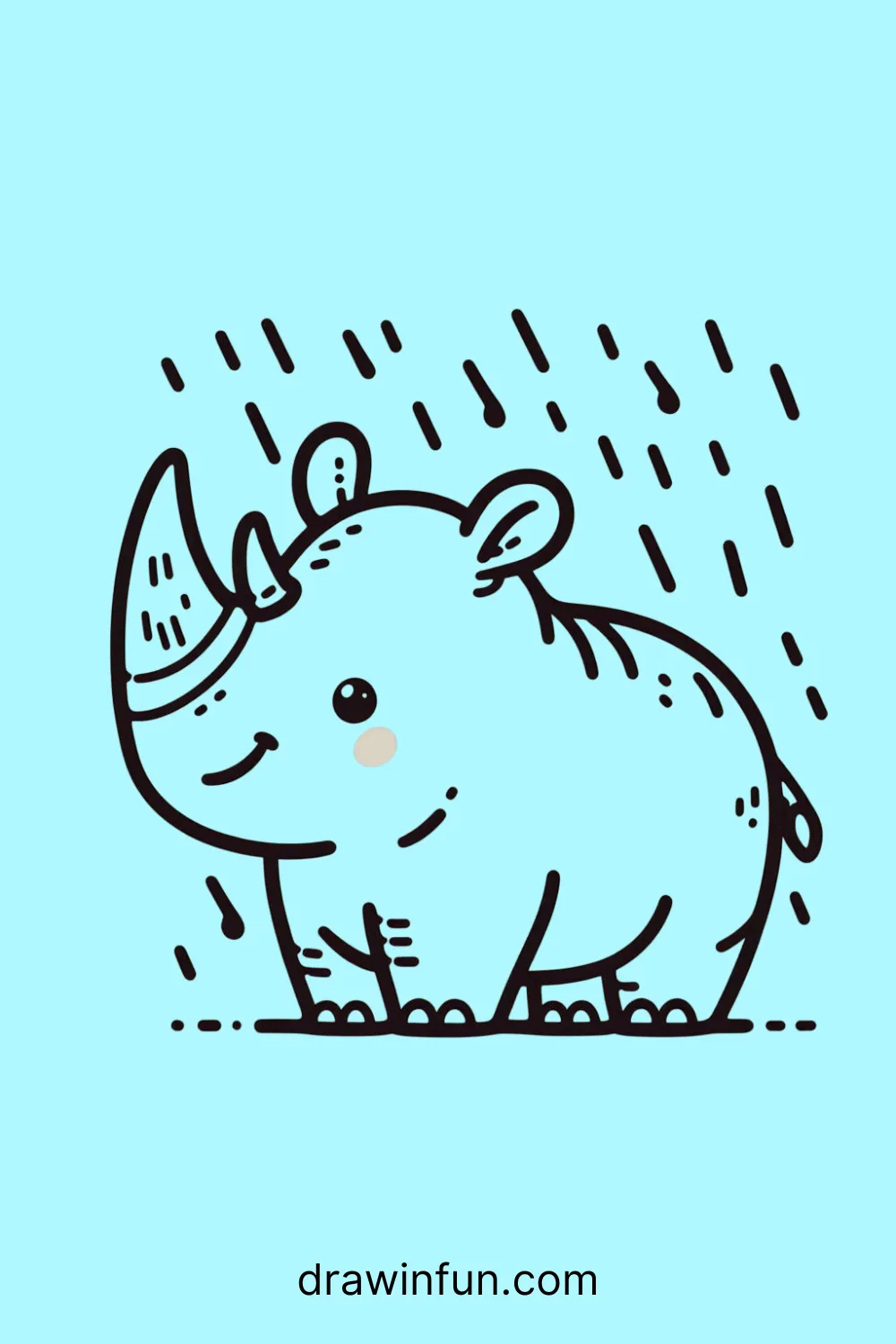 A rhinoceros standing in the rain easy drawing