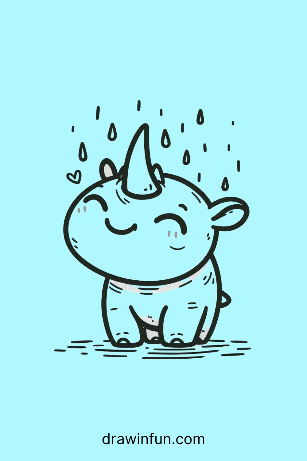 A rhinoceros standing in the rain easy drawing