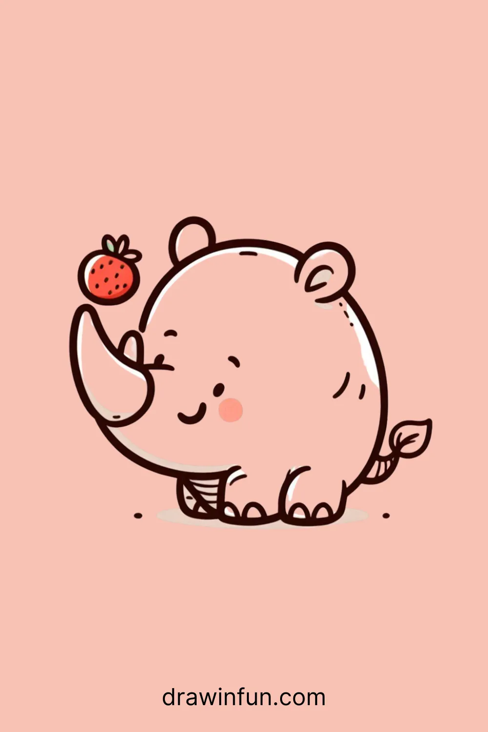 A rhinoceros holding a small fruit easy drawing