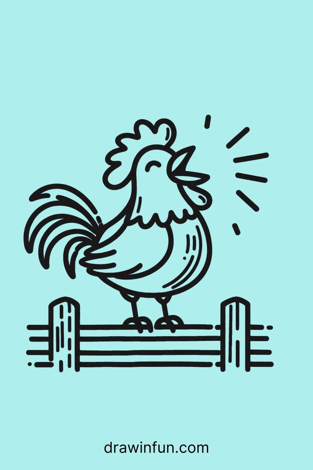 A rooster crowing easy drawing