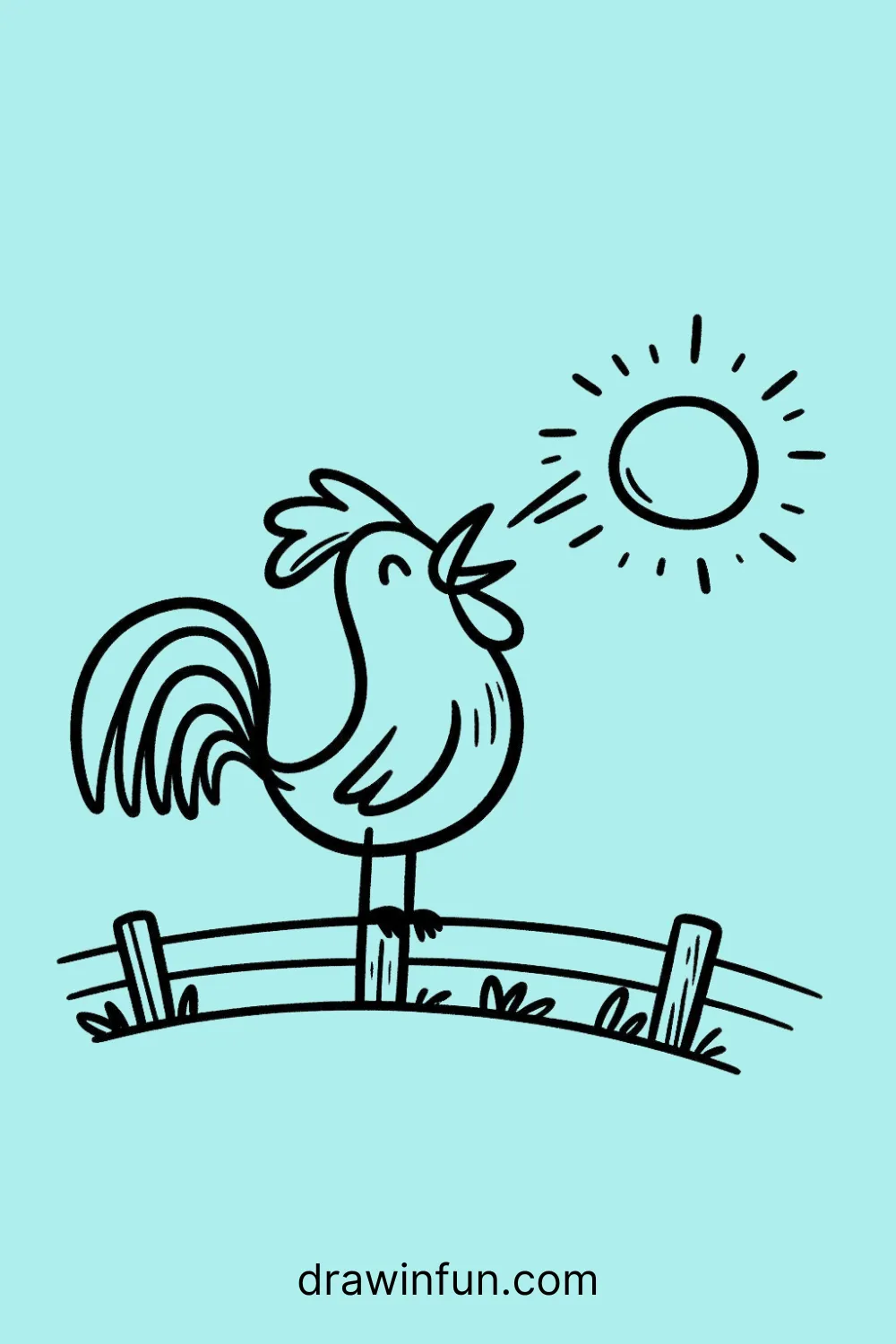 A rooster crowing easy drawing