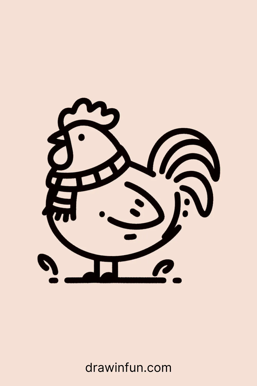 A rooster standing on a grassy patch easy drawing