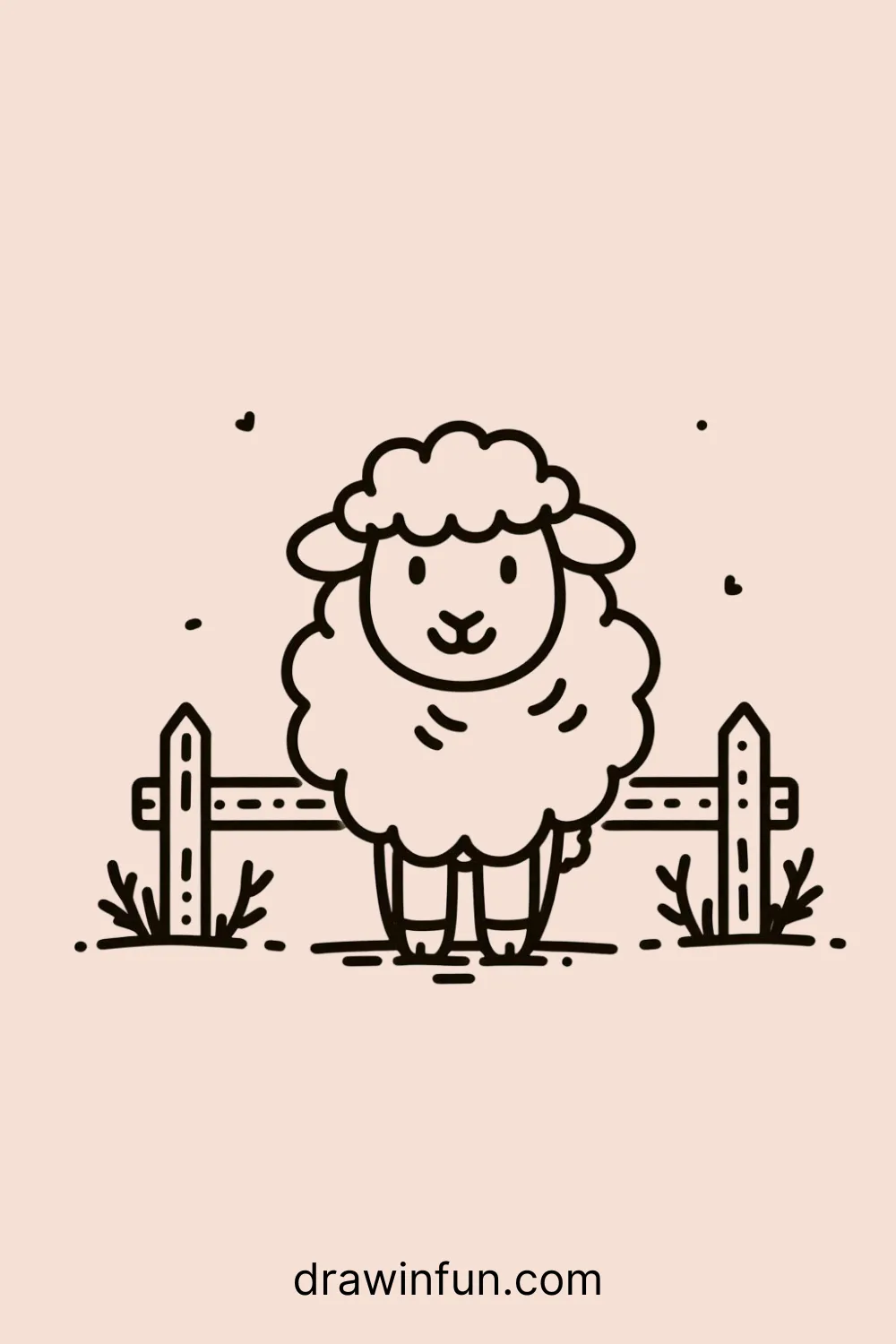 A sheep with a friendly grin easy drawing