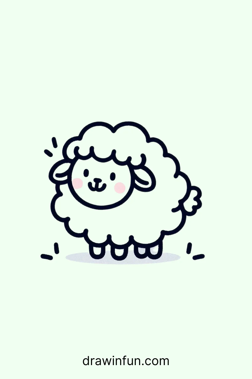 A sheep with a happy face easy drawing