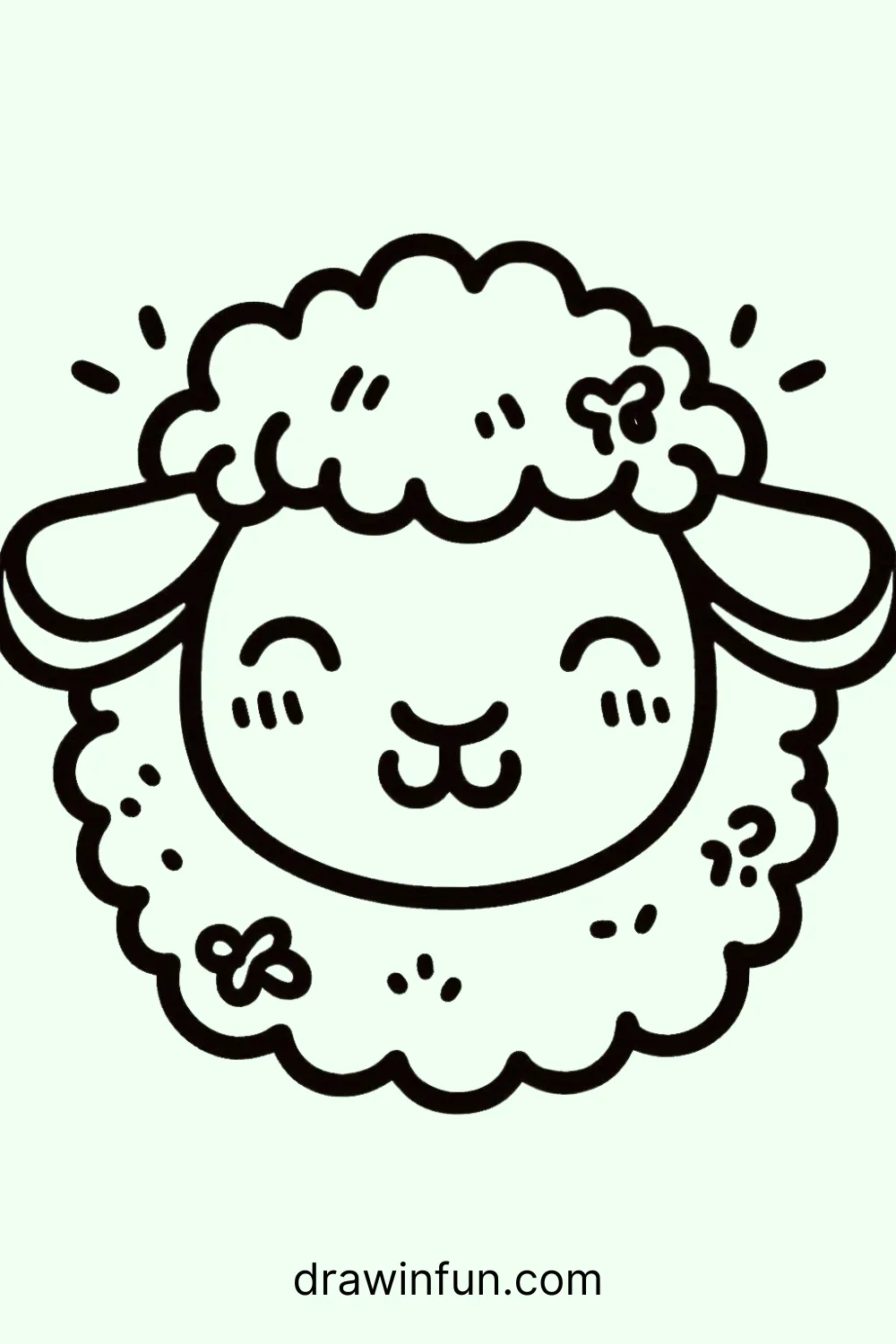 A sheep with a happy face easy drawing