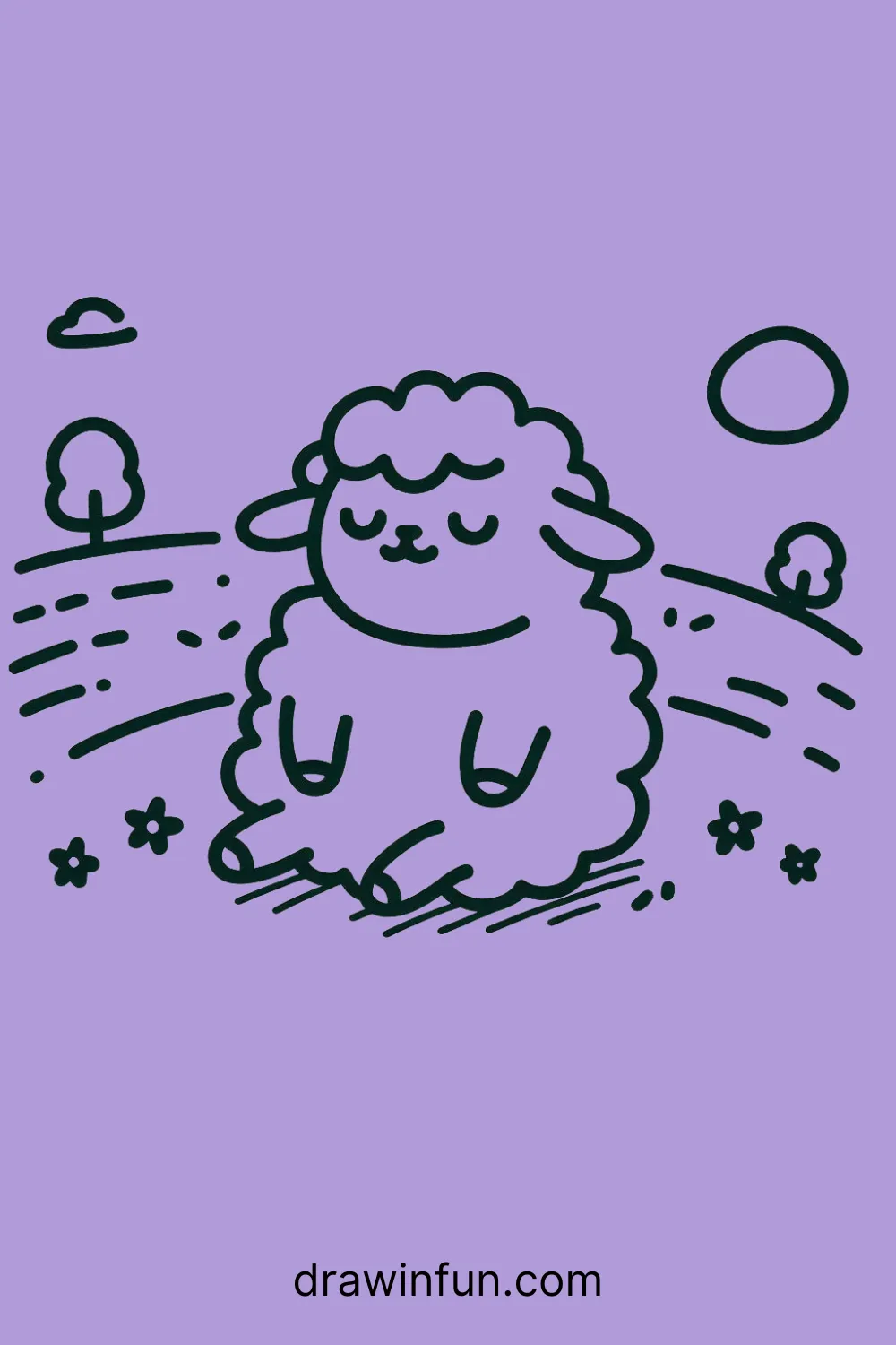 A sheep enjoying a peaceful meadow easy drawing