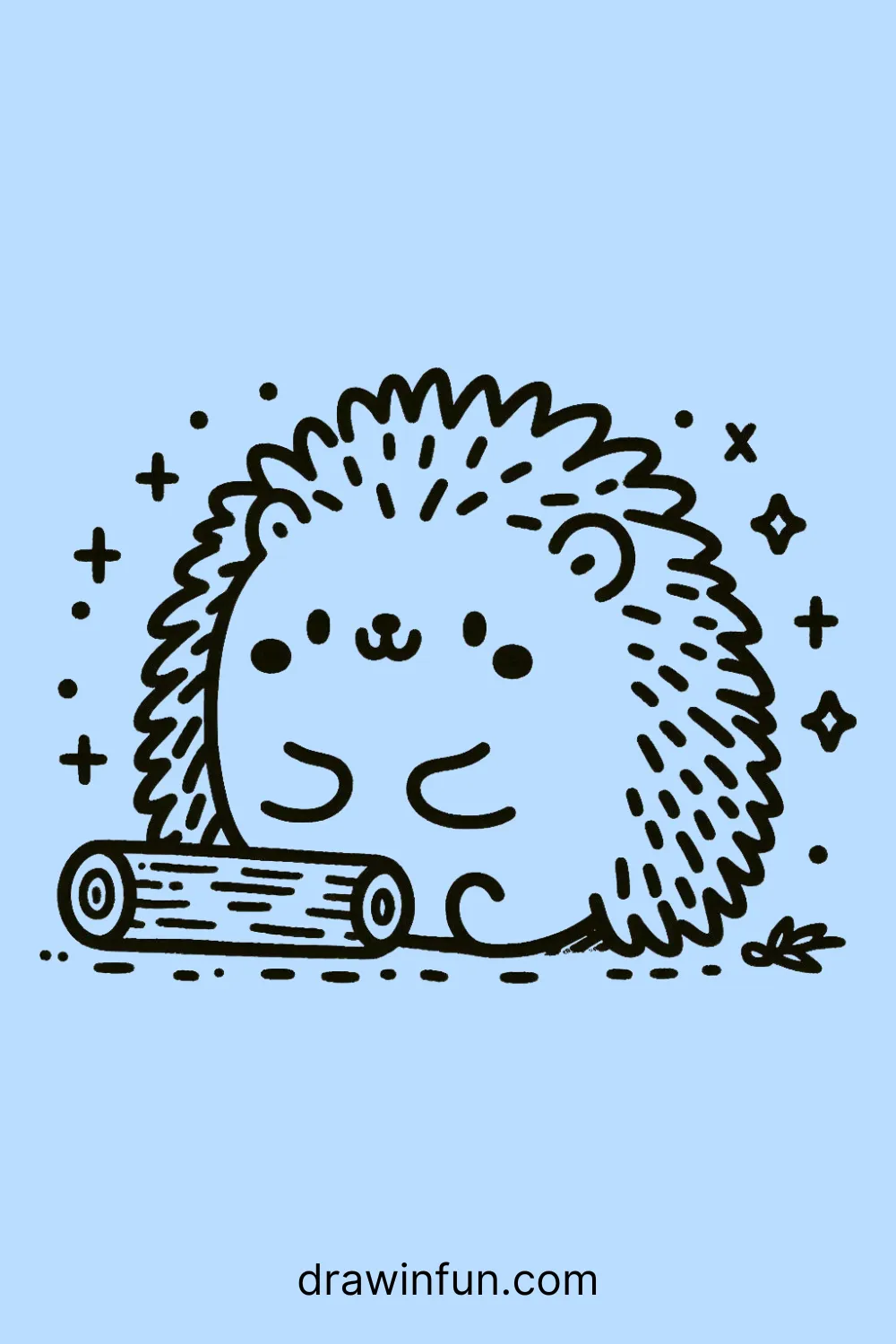 A smiling hedgehog easy drawing