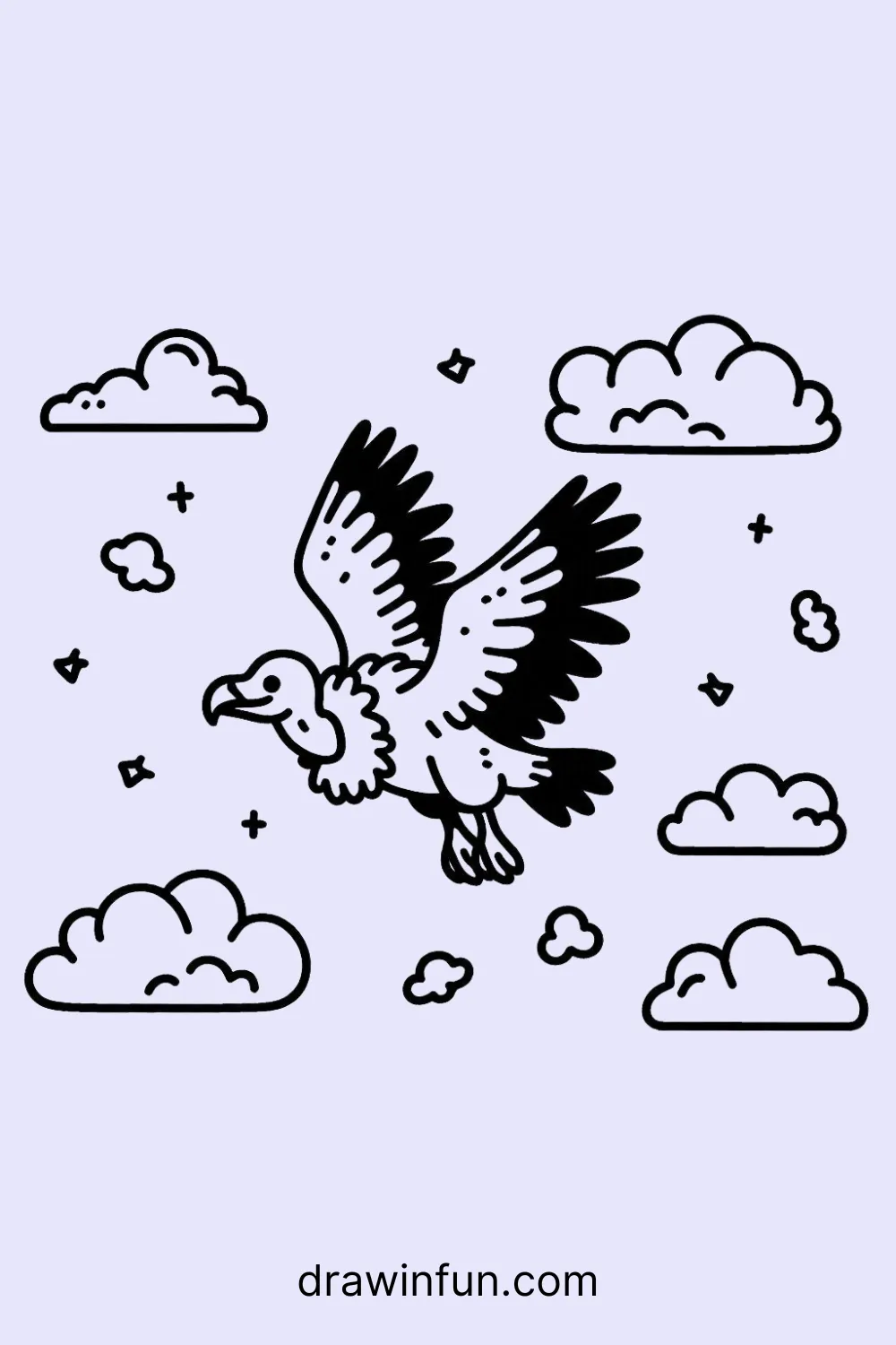 Vulture with a Cloud easy drawing