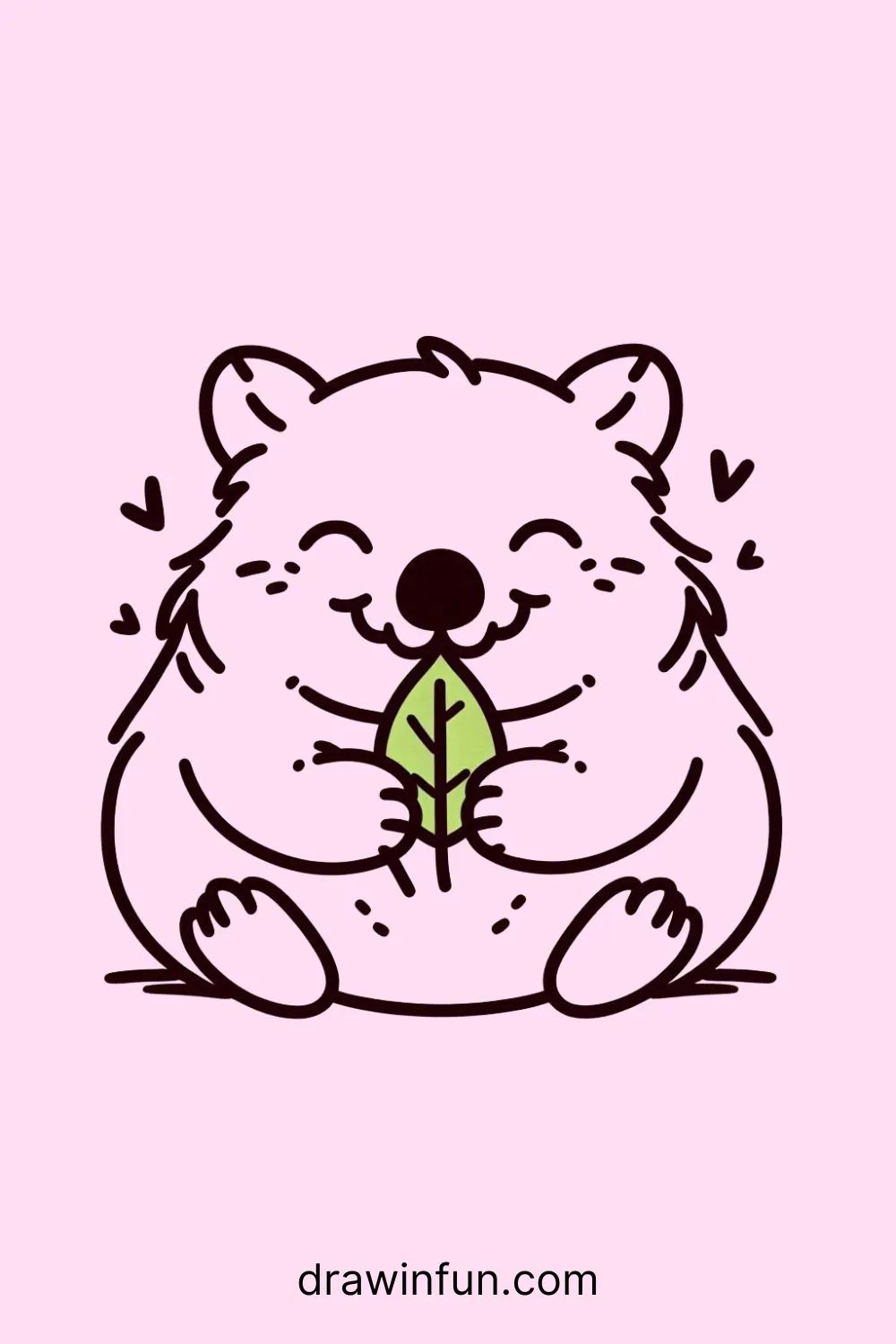 A wombat munching on a leaf easy drawing