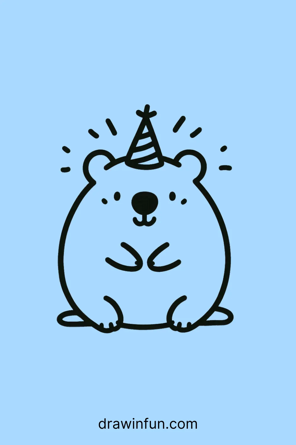 A wombat wearing a party hat easy drawing