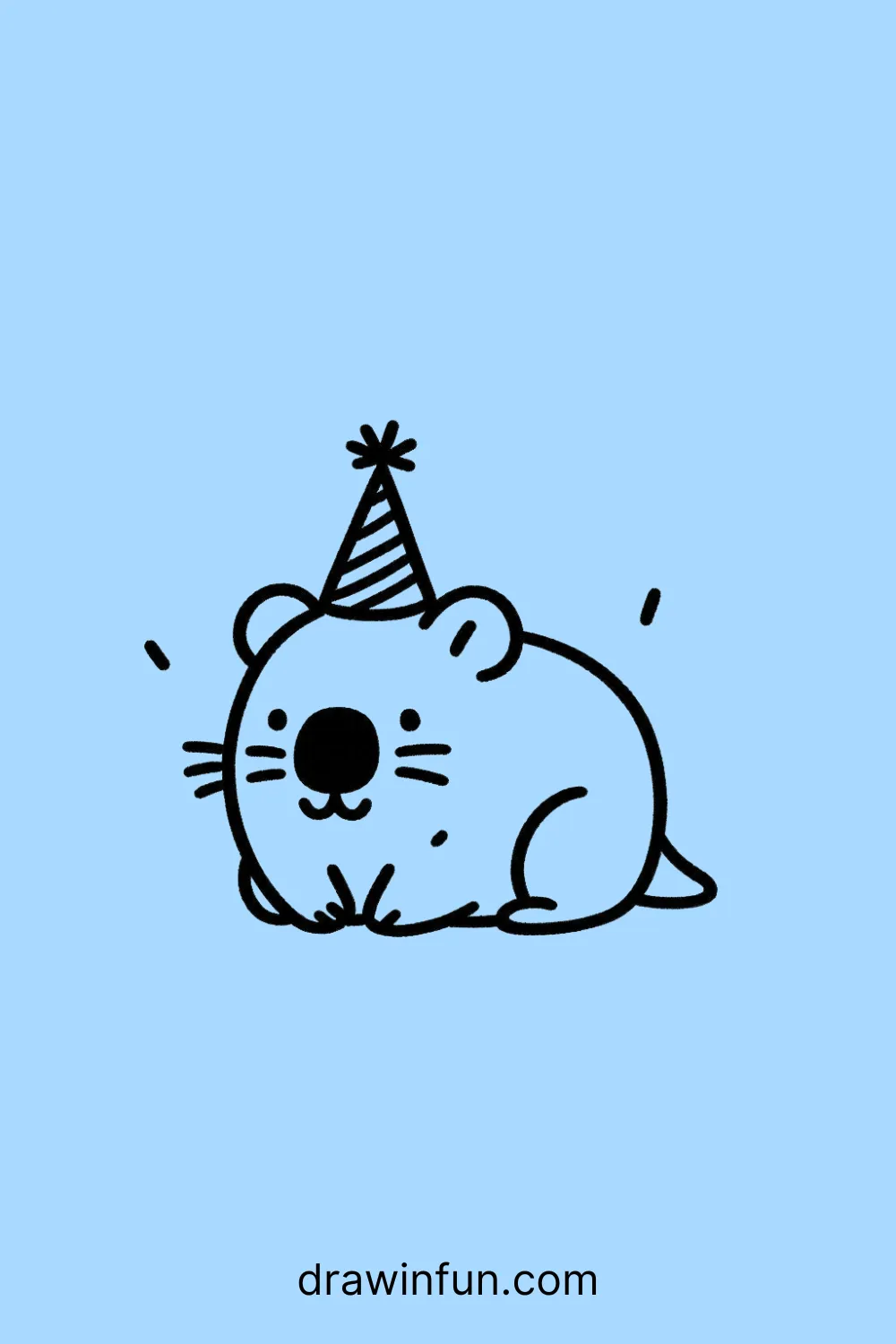 A wombat wearing a party hat easy drawing