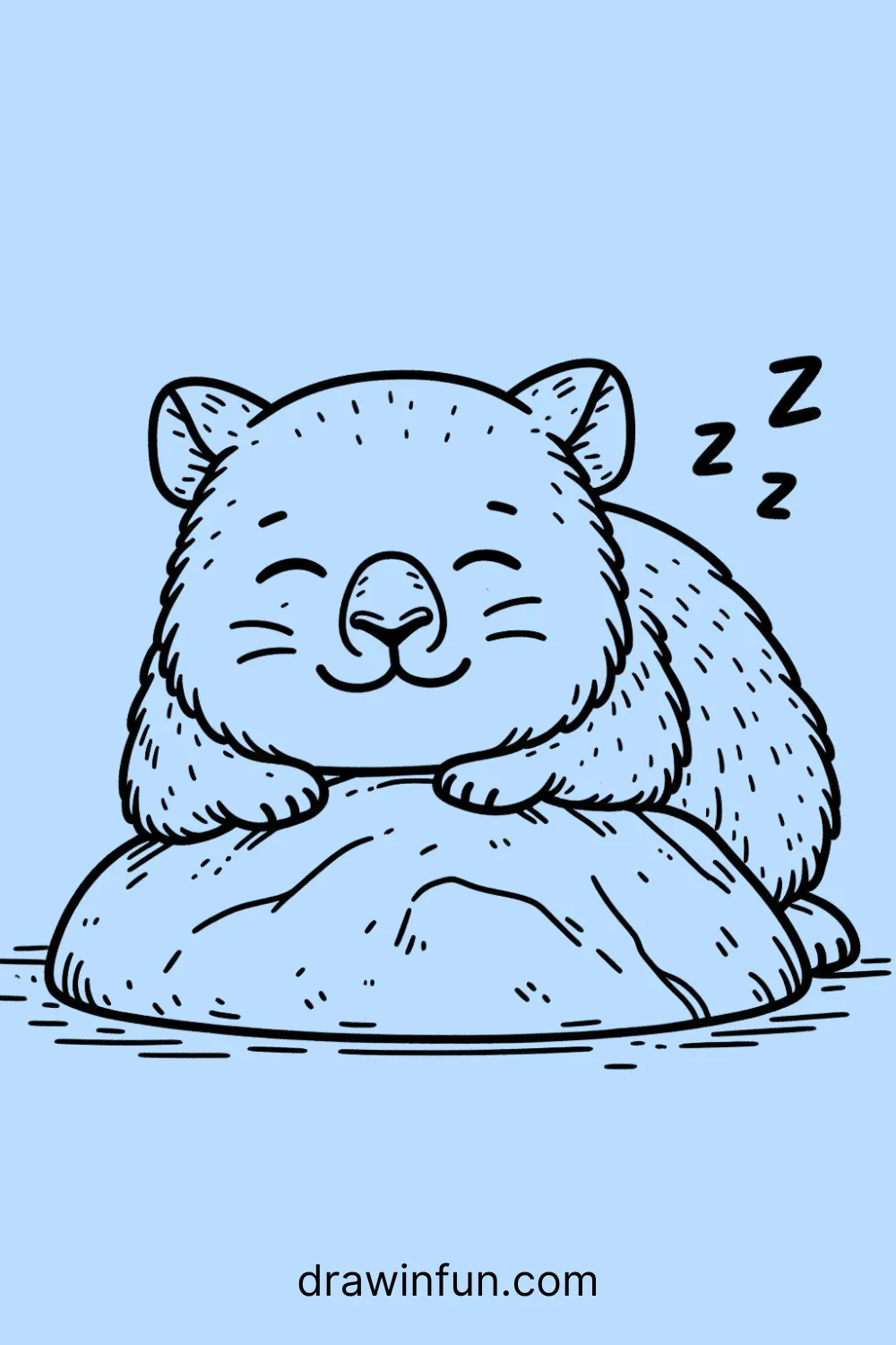 A wombat napping on a rock easy drawing