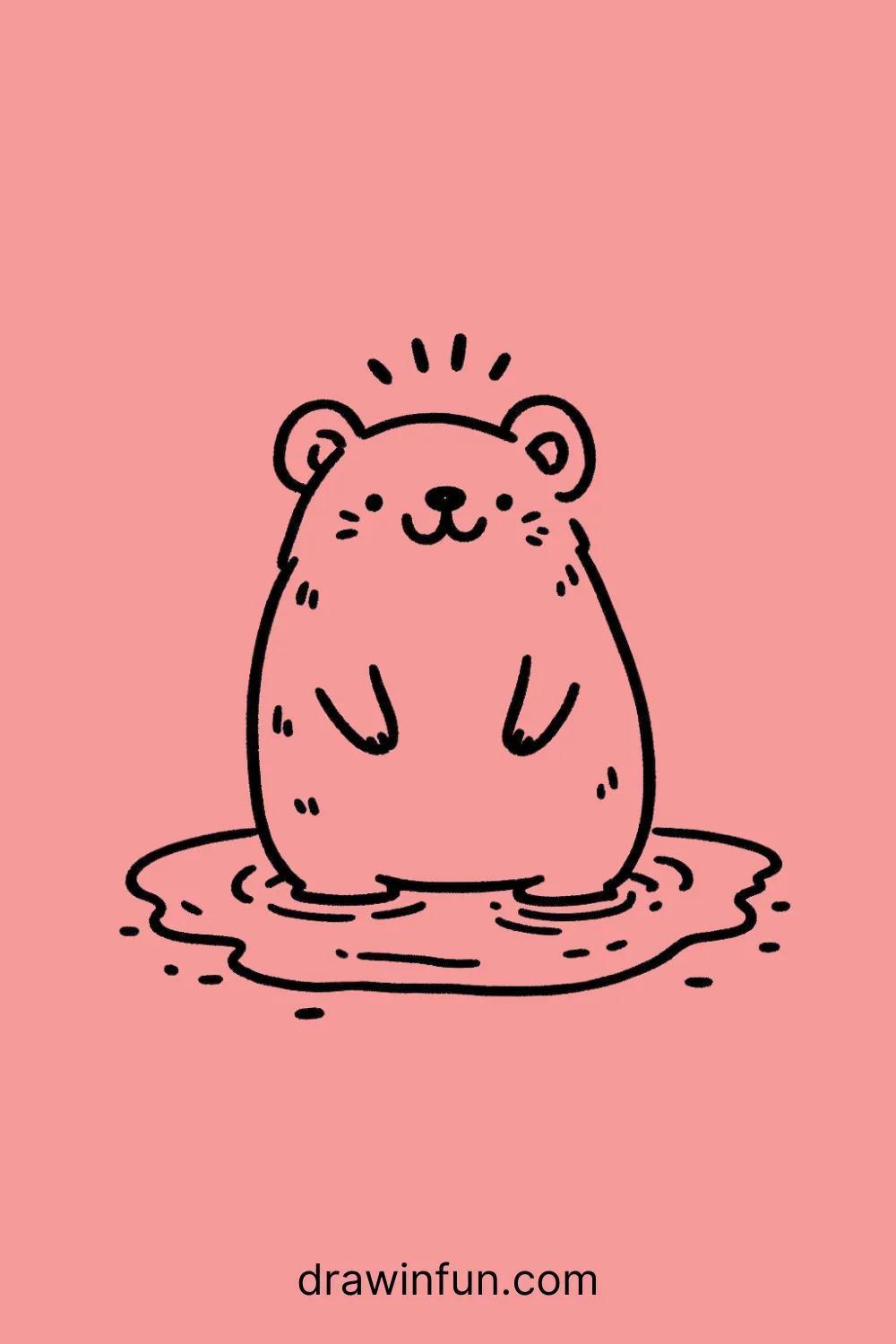 A wombat standing in a puddle easy drawing