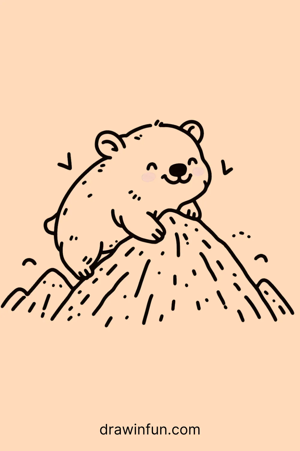 A wombat climbing over a hill easy drawing