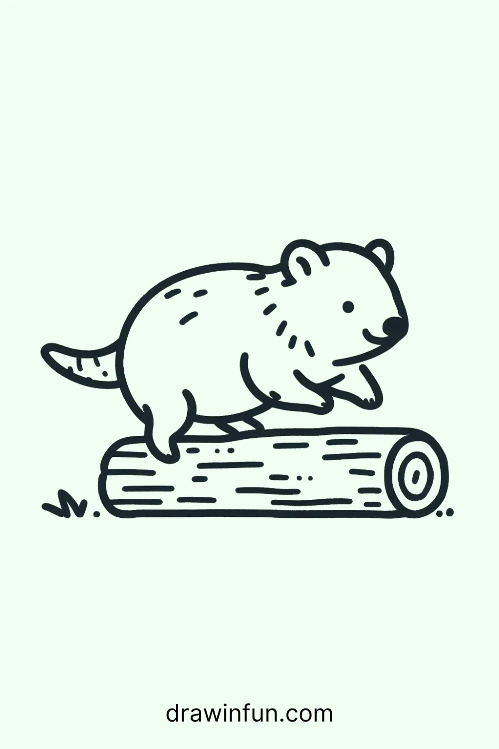 A wombat hopping over a log easy drawing