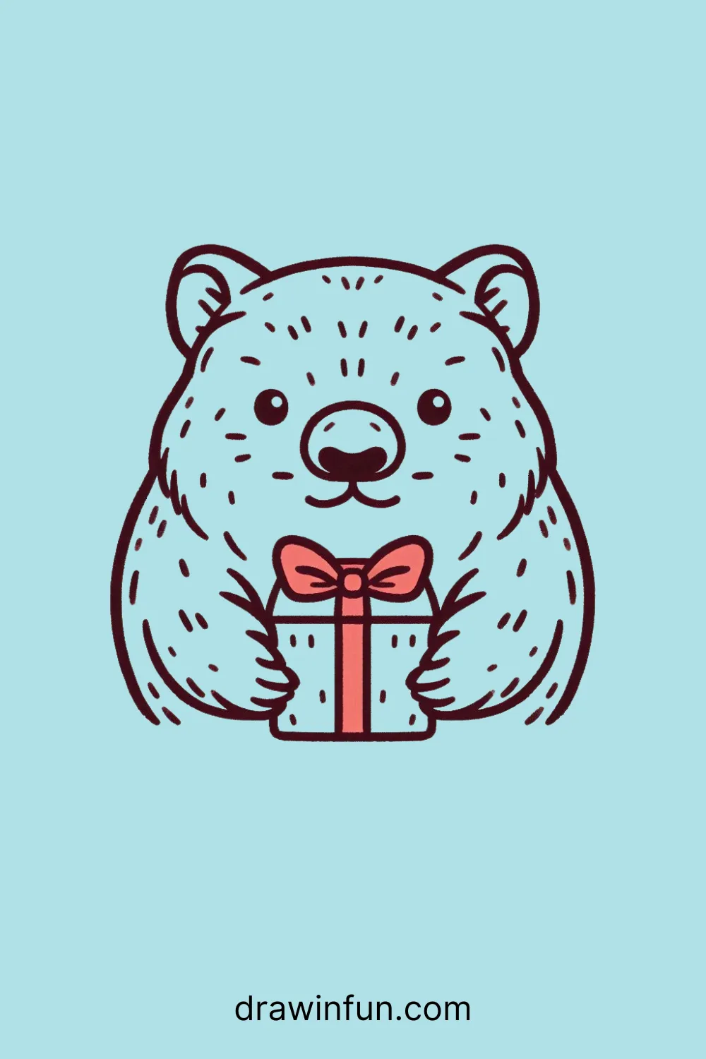 A wombat with a small present easy drawing