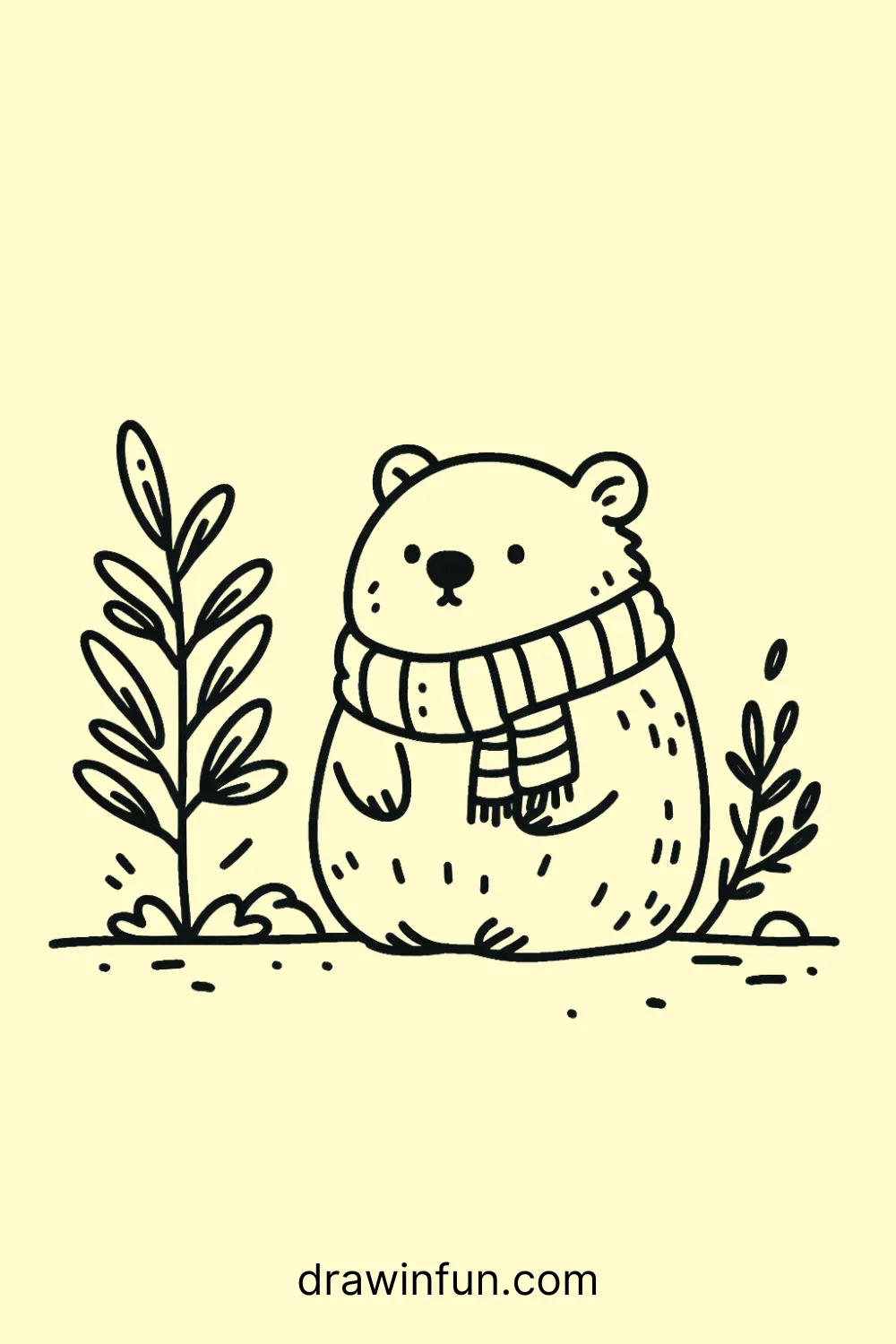 A wombat with a small scarf easy drawing