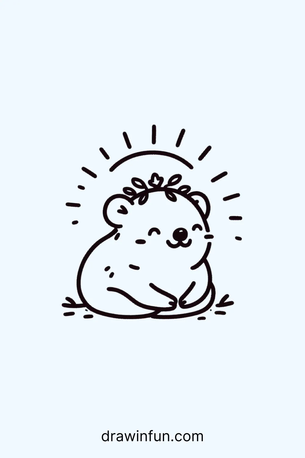 A wombat with a flower crown easy drawing