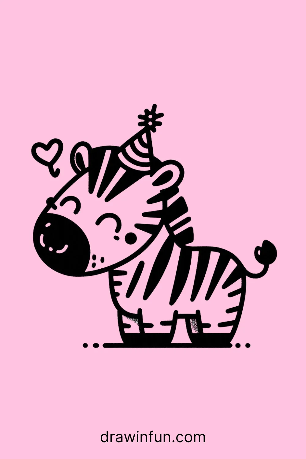 A zebra wearing a party hat easy drawing