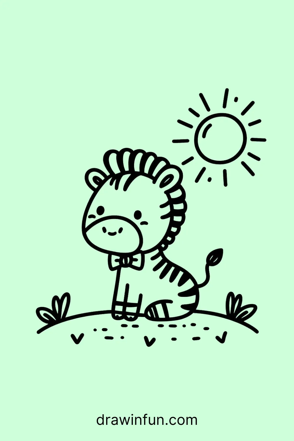 A zebra sitting under a sun easy drawing