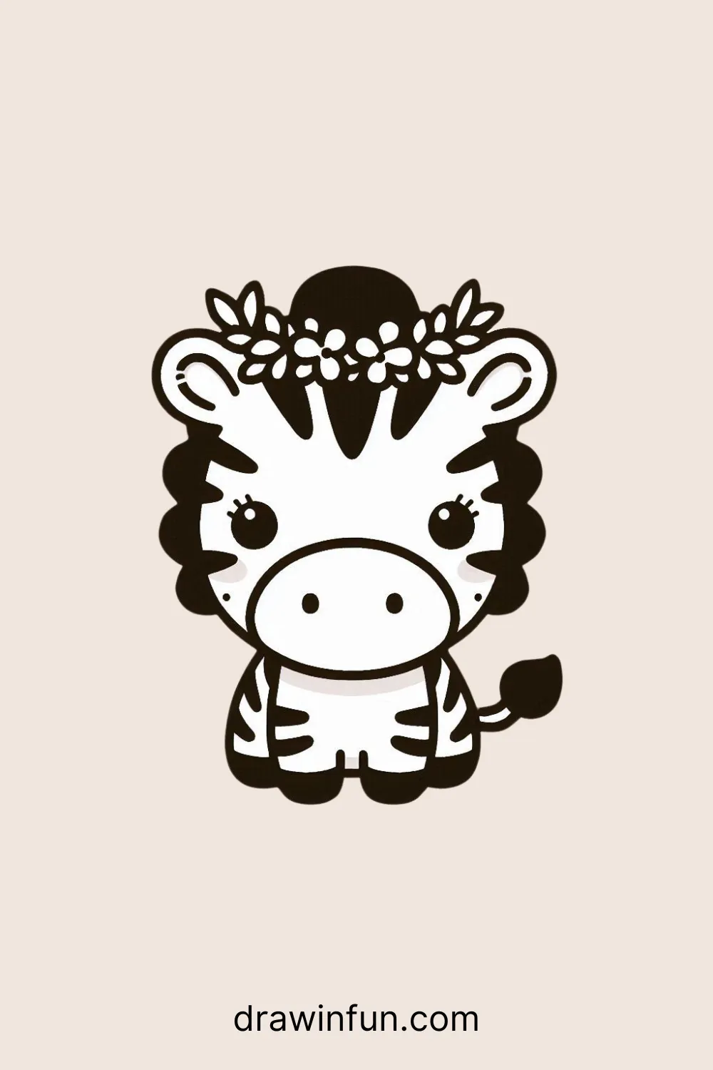 A zebra wearing a flower crown easy drawing