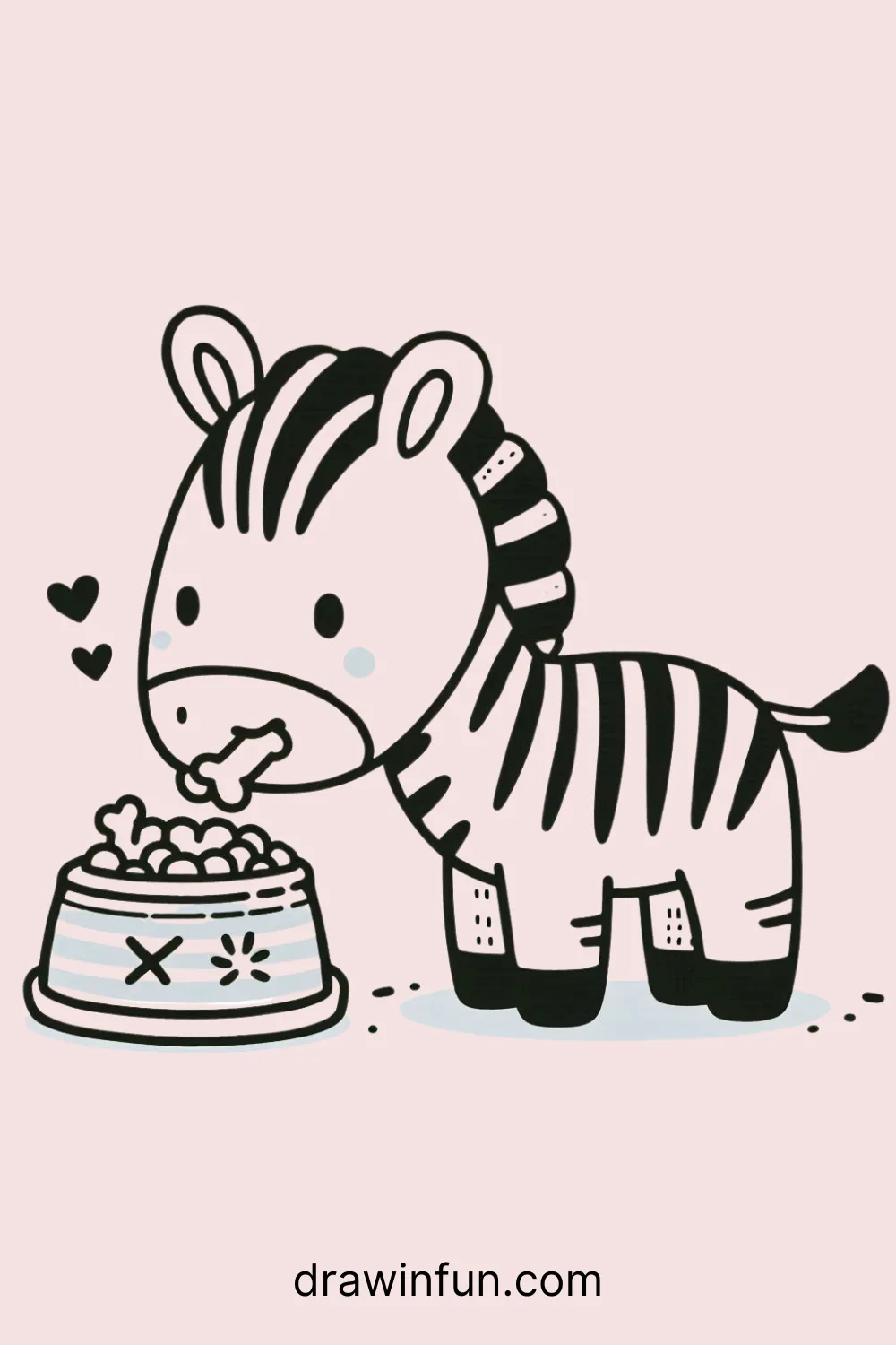 A zebra eating a piece of fruit easy drawing