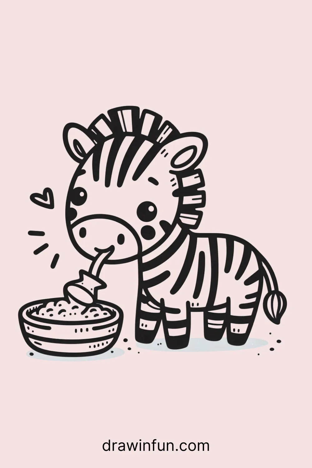 A zebra eating a piece of fruit easy drawing