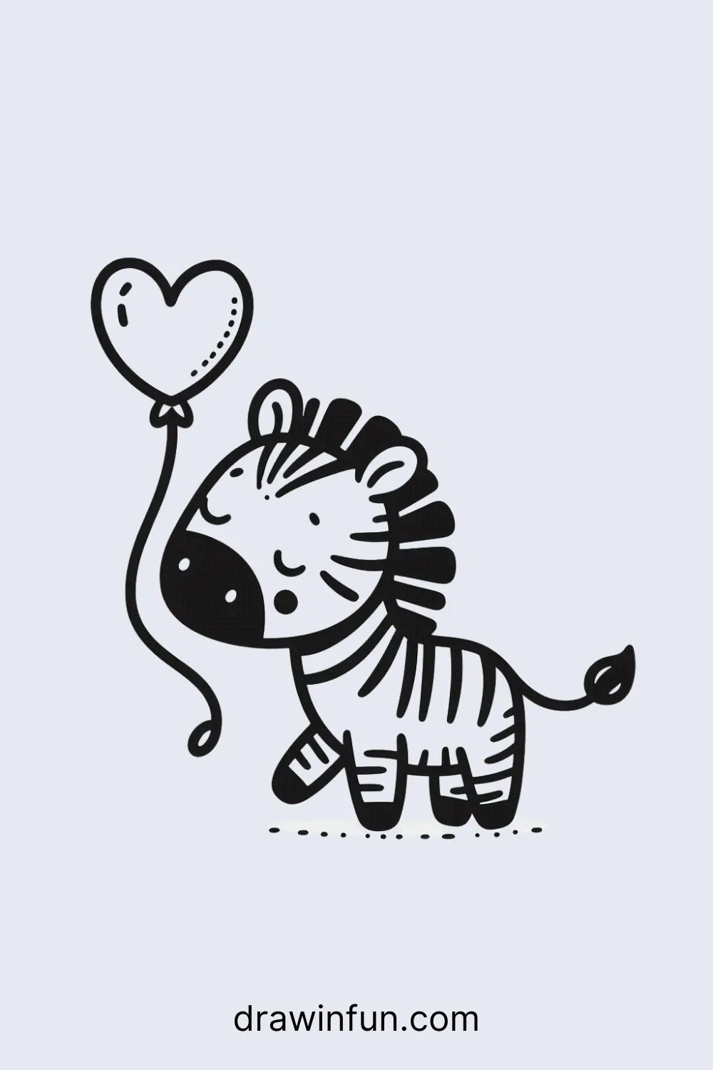 A zebra with balloon easy drawing