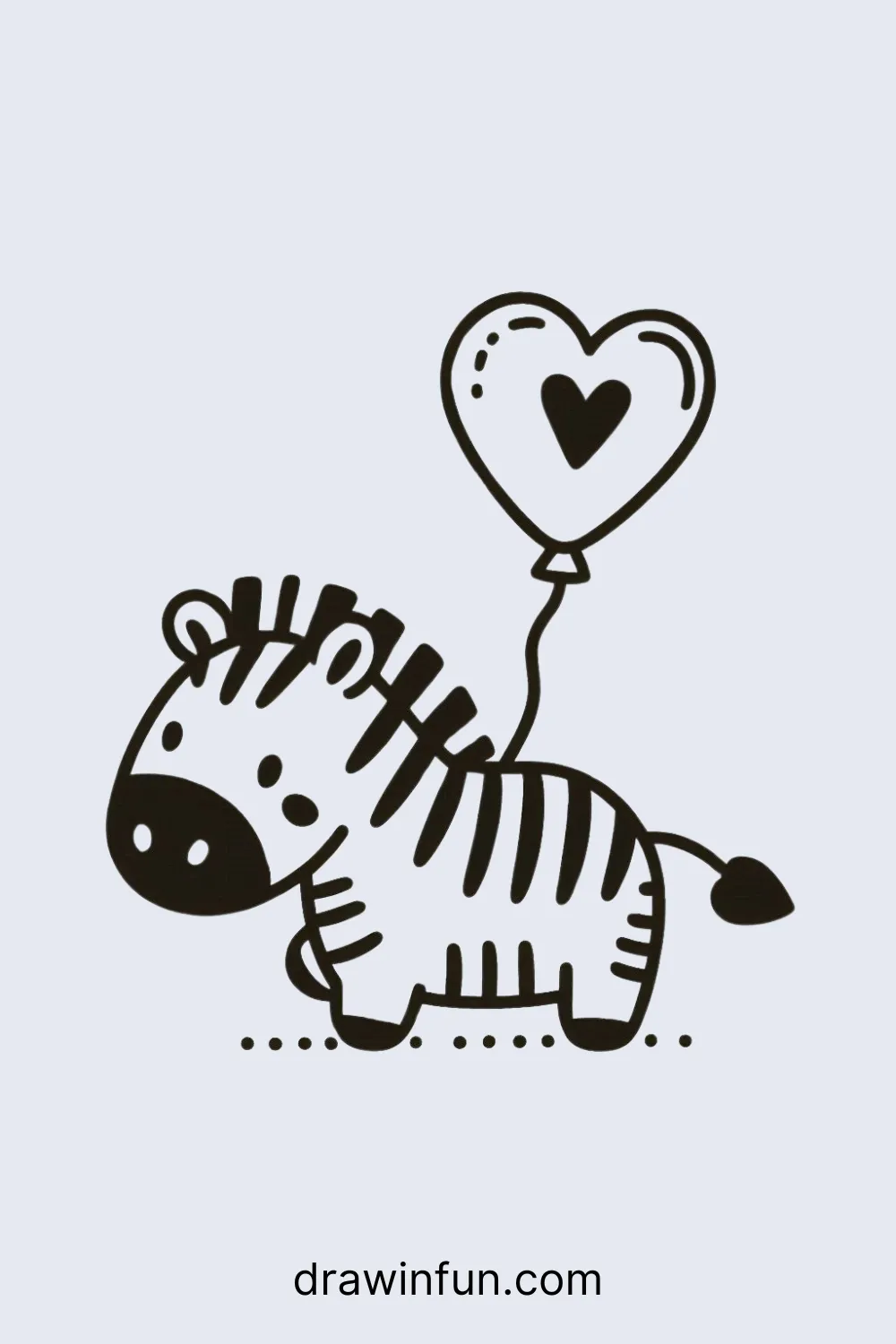 A zebra with balloon easy drawing