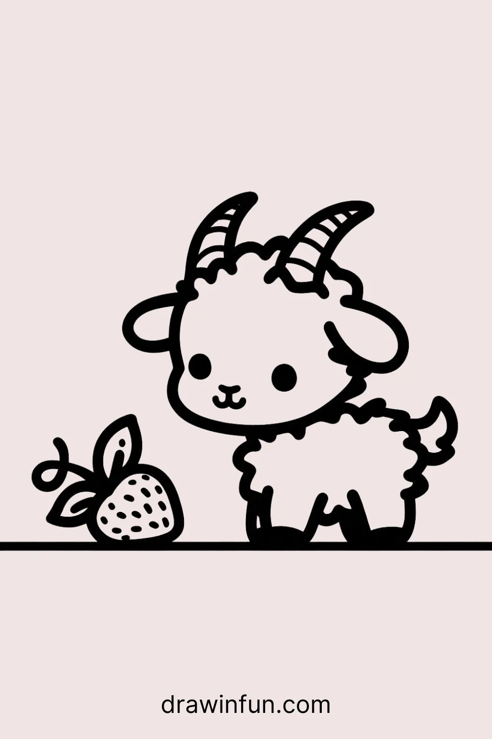 Goat with a Berry easy drawing