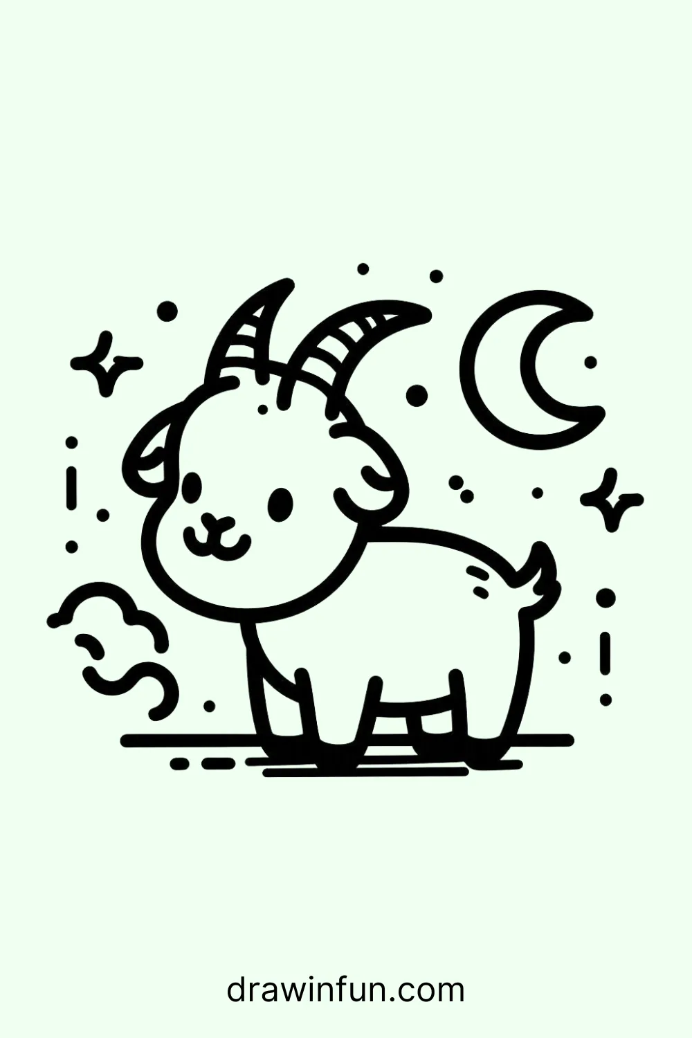 Goat under the moon easy drawing