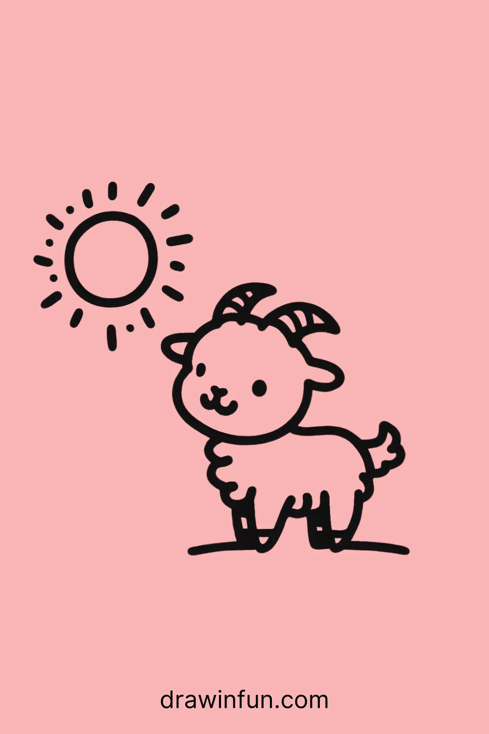 Goat with a Sun easy drawing