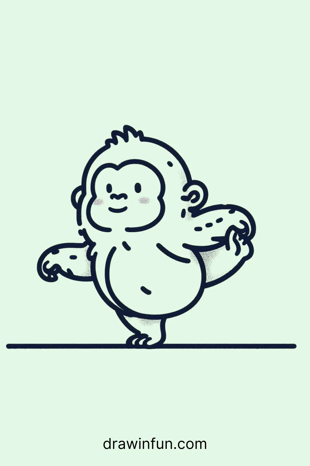 Gorilla balancing on one foot easy drawing