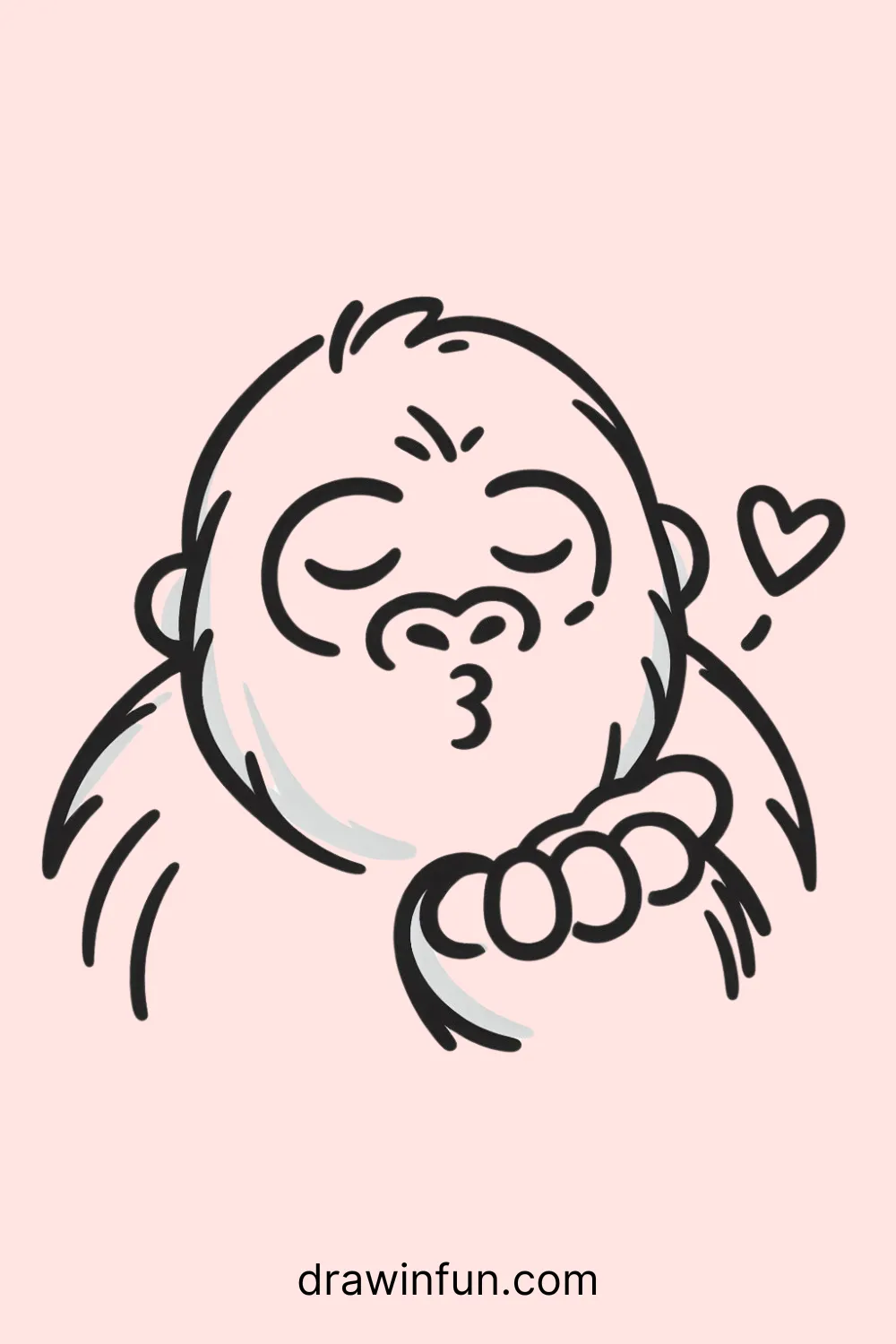 Gorilla blowing a kiss easy drawing