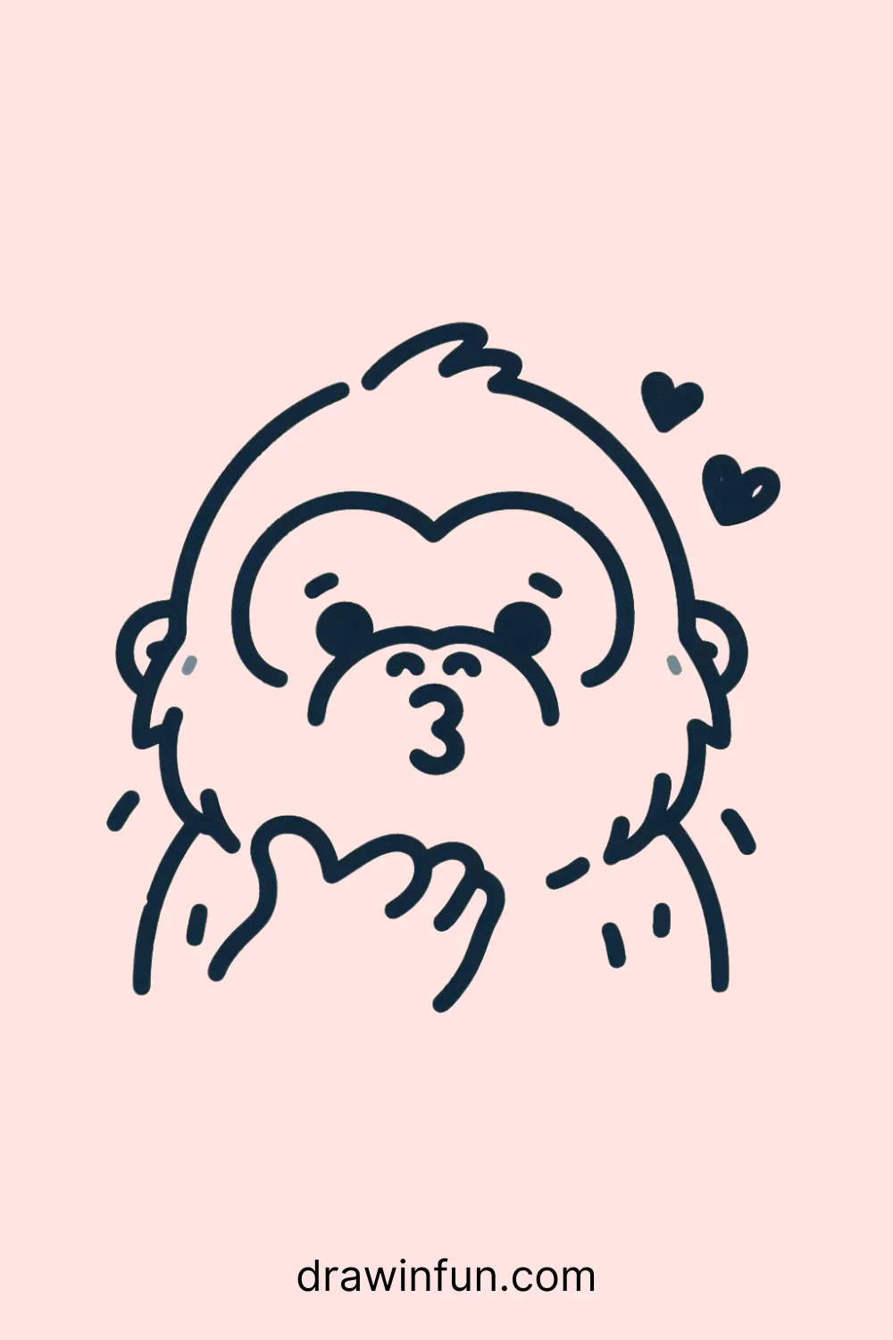 Gorilla blowing a kiss easy drawing