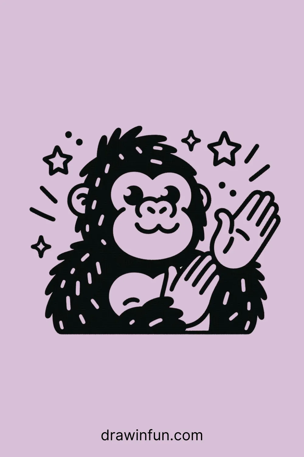 Gorilla clapping hands easy drawing