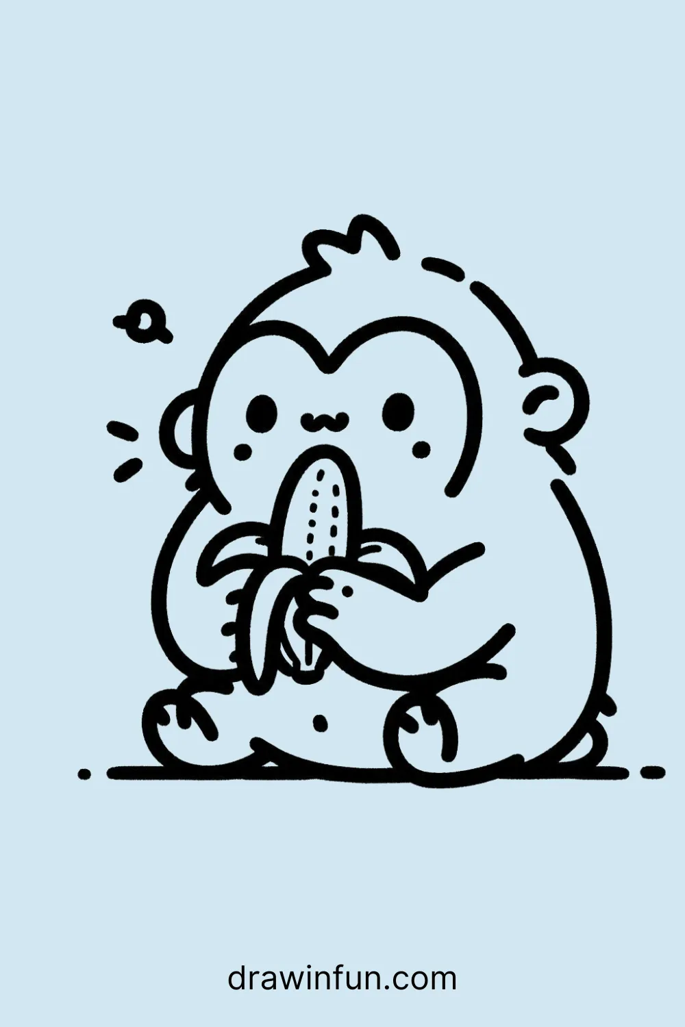 Gorilla eating a banana easy drawing