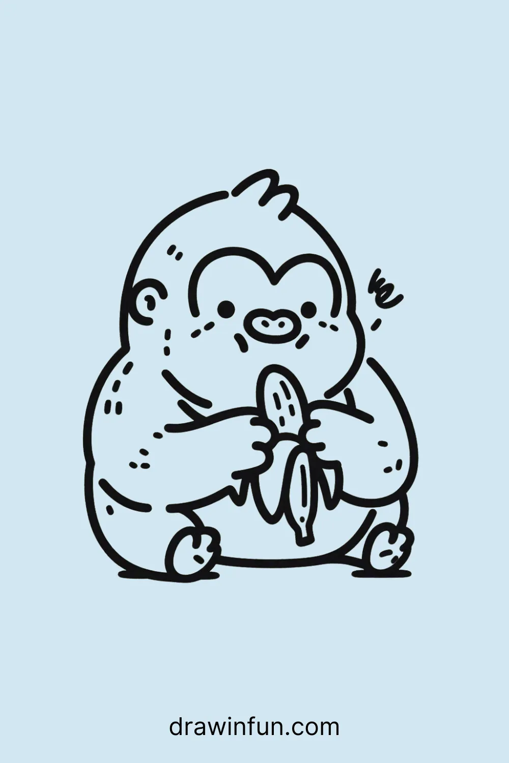 Gorilla eating a banana easy drawing