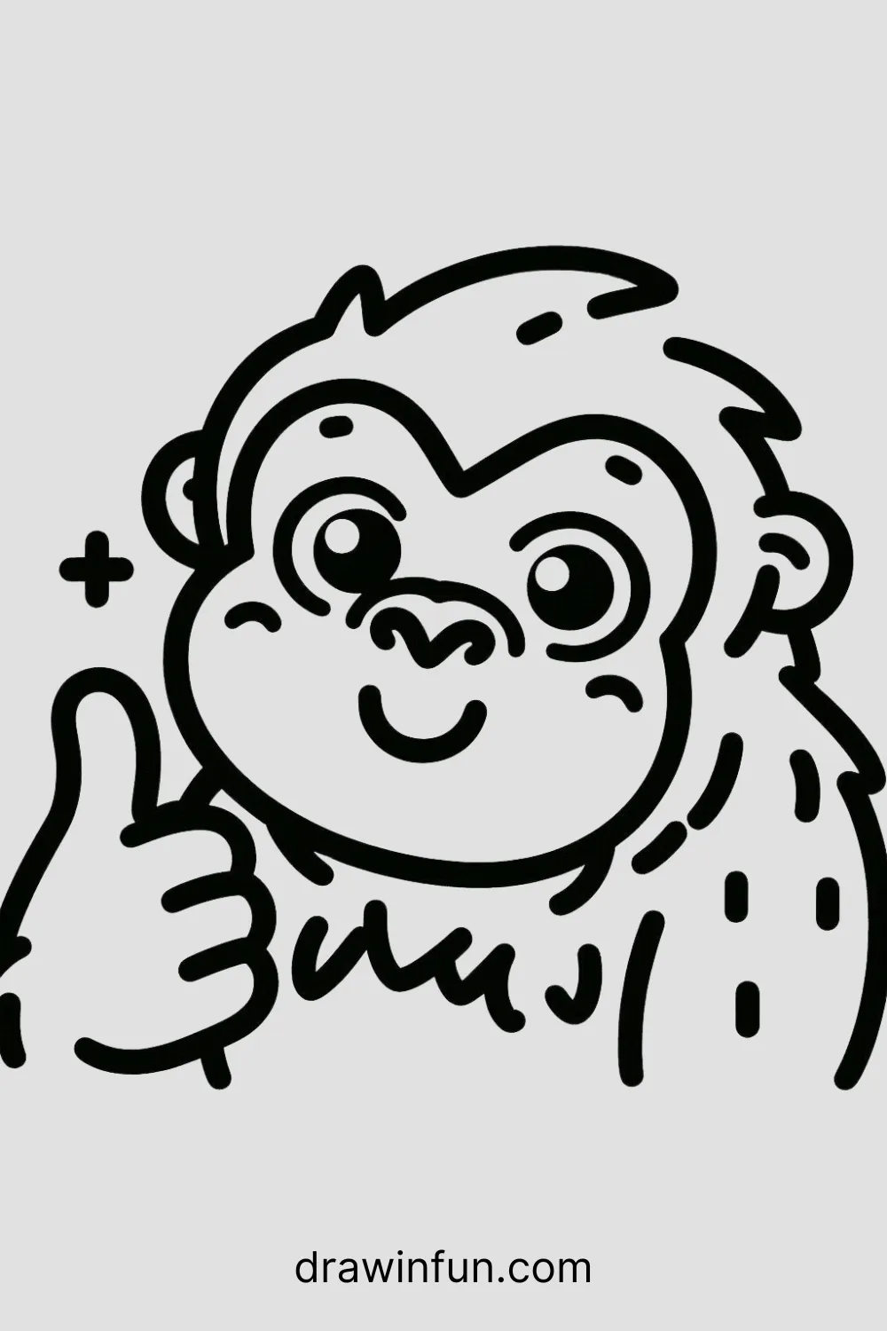 Gorilla giving a thumbs up easy drawing