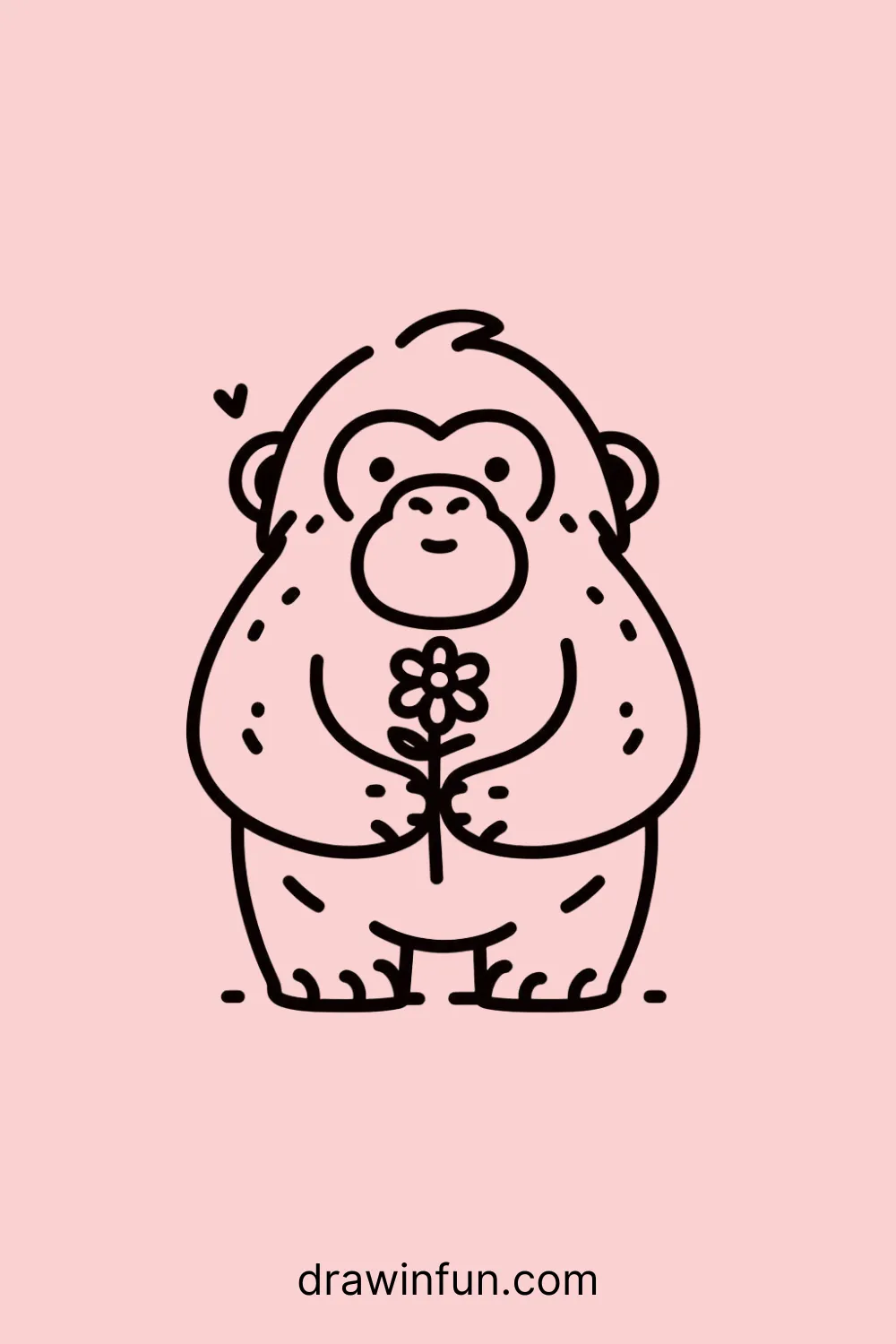 Gorilla holding a flower easy drawing