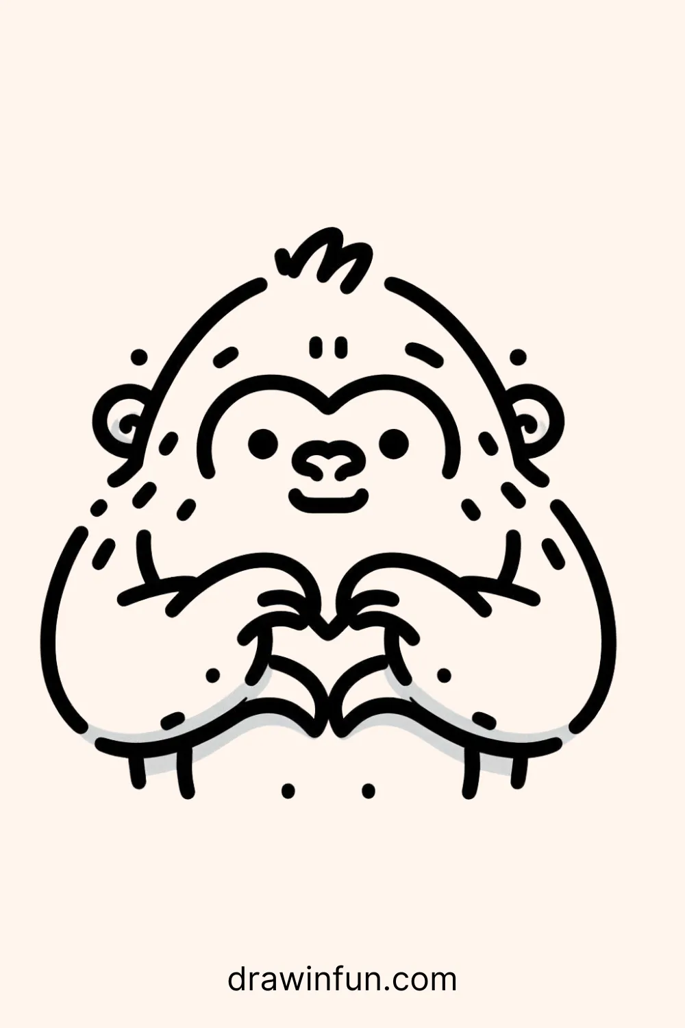 Gorilla making a heart shape easy drawing