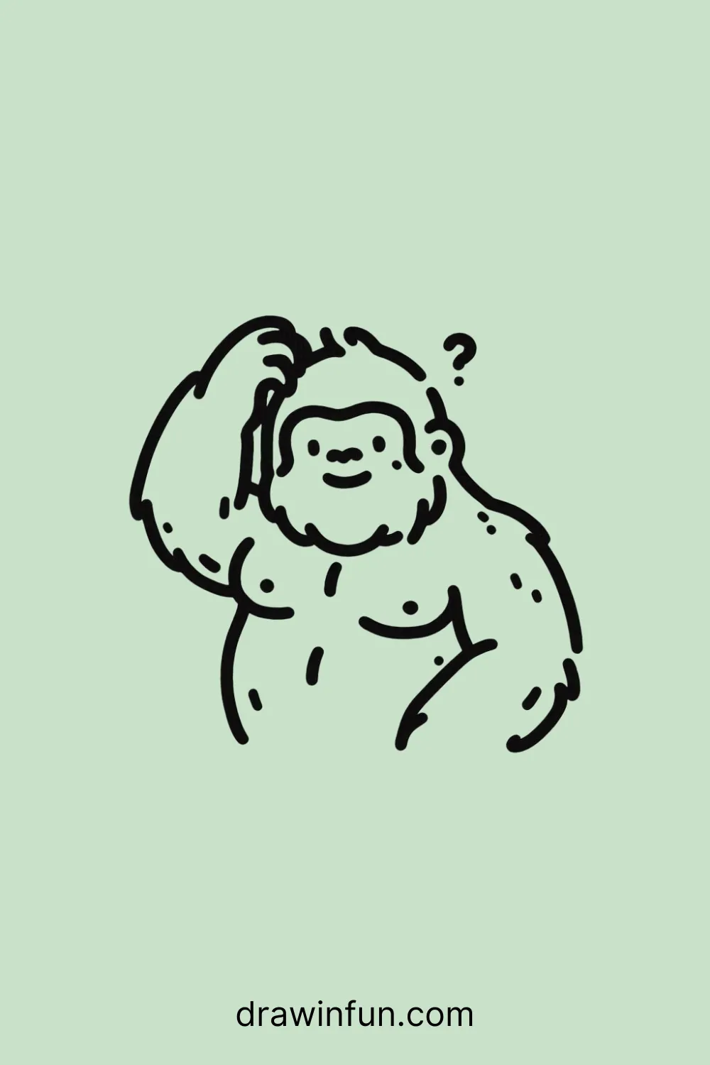 Gorilla scratching its head easy drawing