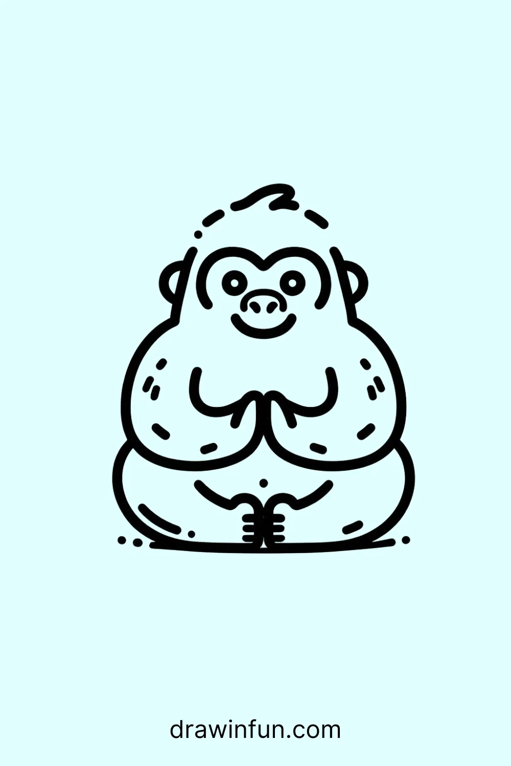 Gorilla sitting in a meditative pose easy drawing