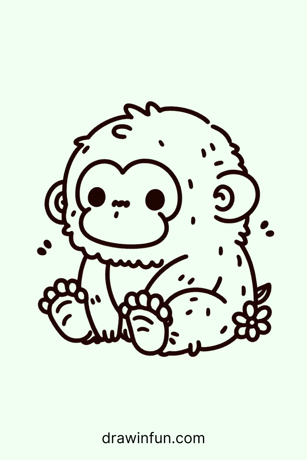 Gorilla sitting with legs dangling easy drawing