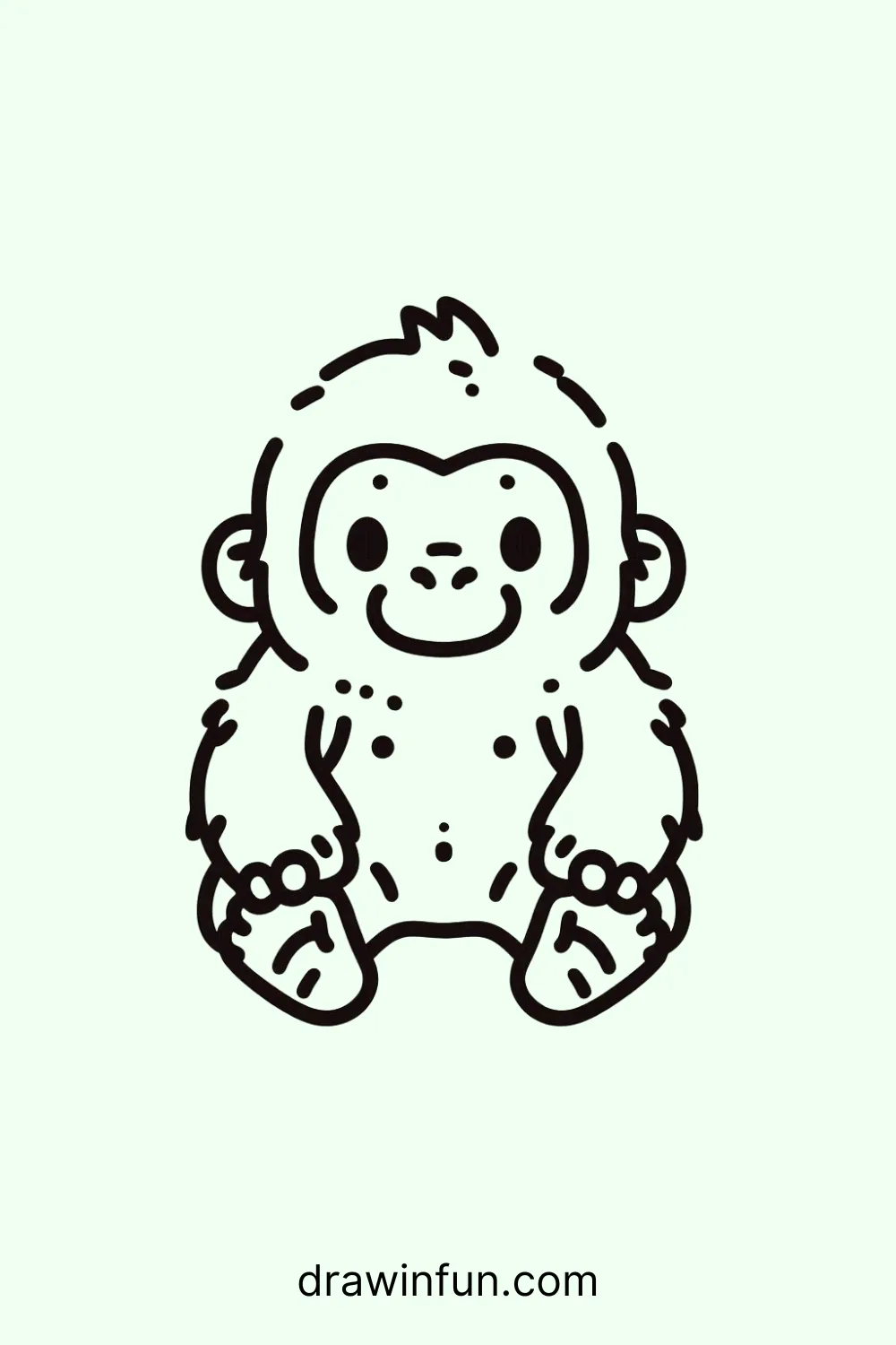 Gorilla sitting with legs dangling easy drawing