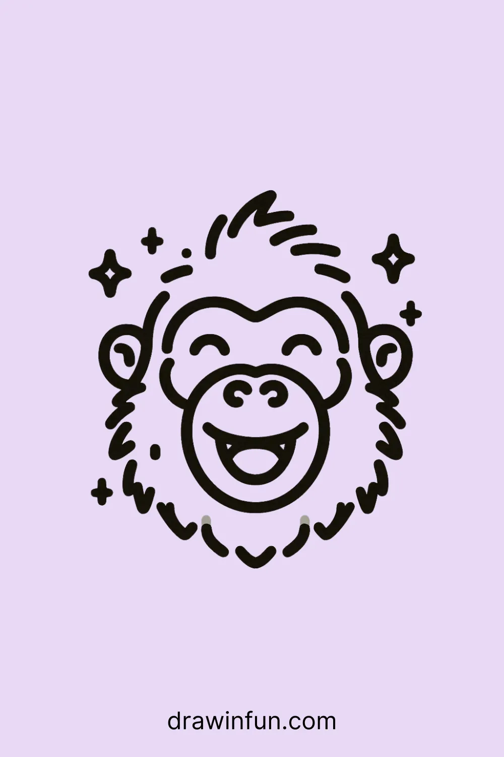 Gorilla smiling widely easy drawing