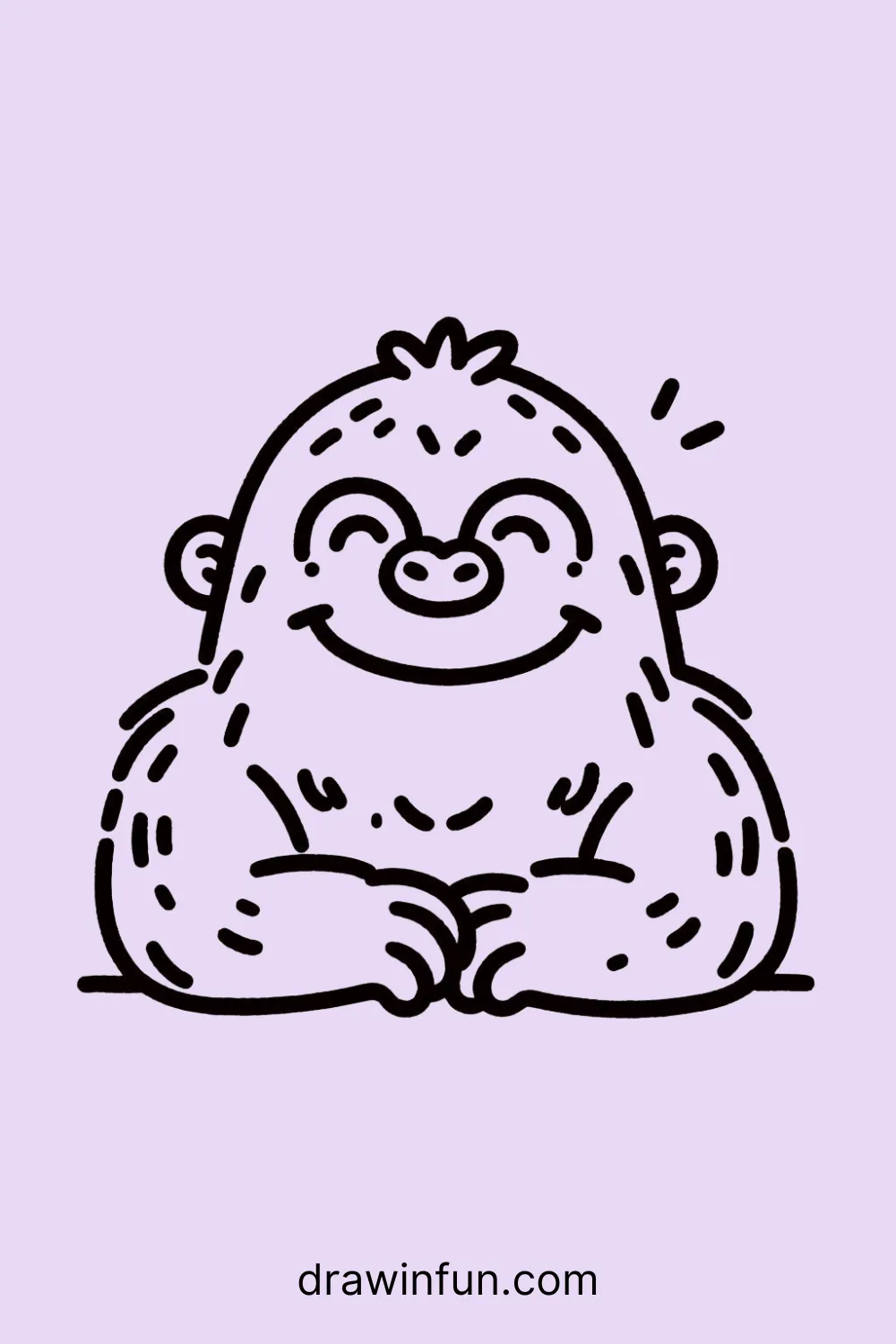 Gorilla smiling widely easy drawing