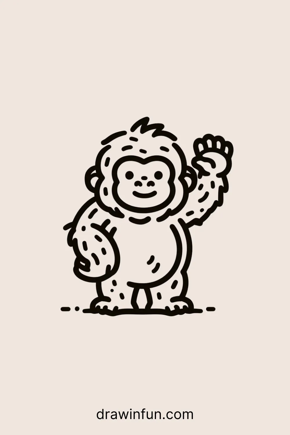 Gorilla waving hello easy drawing