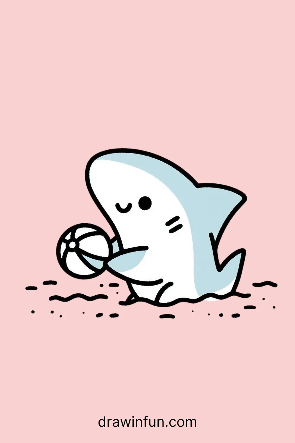 Hammerhead shark playing with a ball easy drawing